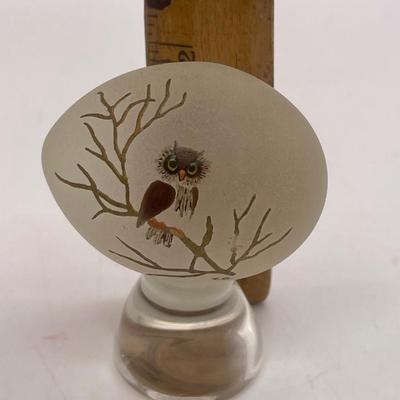 Owl Painting on Frosted Glass Egg