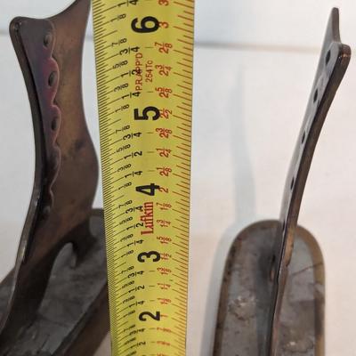 Pair Of Antique Vintage Victorian Brass Mantle Ladies Shoes