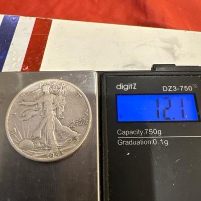 1943 P WALKING LIBERTY HALF 12.1 XVF