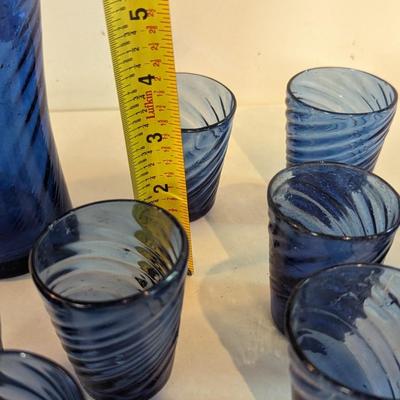 Blue Hand Blown Swirl Glasses
