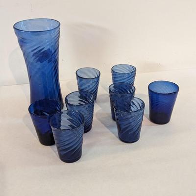 Blue Hand Blown Swirl Glasses