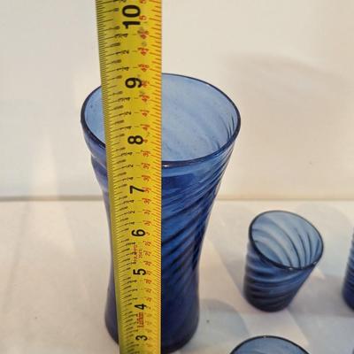 Blue Hand Blown Swirl Glasses