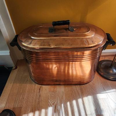 Antique Copper Wash Boiler w Lid