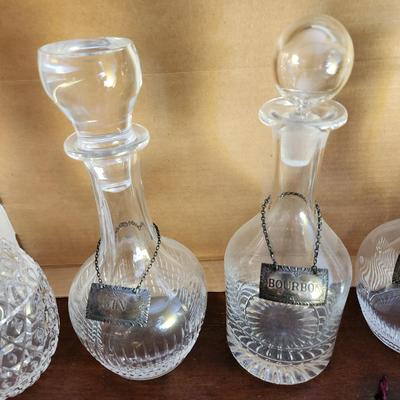 Lot Crystal Glass Liquor Decanters Barware Atlantis, Waterford, Baccarat + others