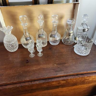 Lot Crystal Glass Liquor Decanters Barware Atlantis, Waterford, Baccarat + others