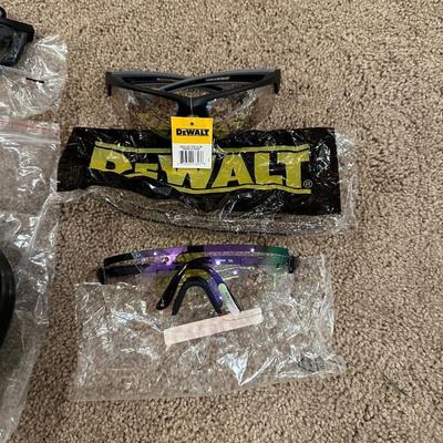 DEWALT SAFETY GLASSES, PISTOL HOLSTER, MAGAZINE HOLDER, HEARING AND EYE PROTECTION