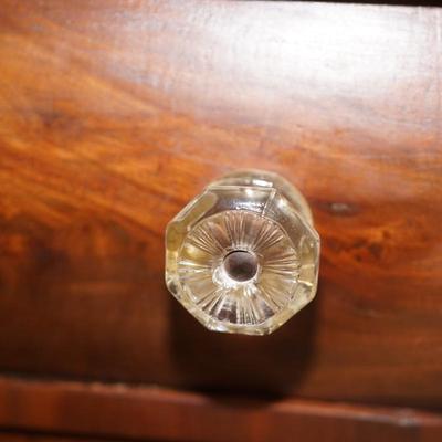 CIRCA 1860 BUTLERS STYLE CHEST IN FLAME MAHOGANY / SANDWICH GLASS CO. KNOBS.