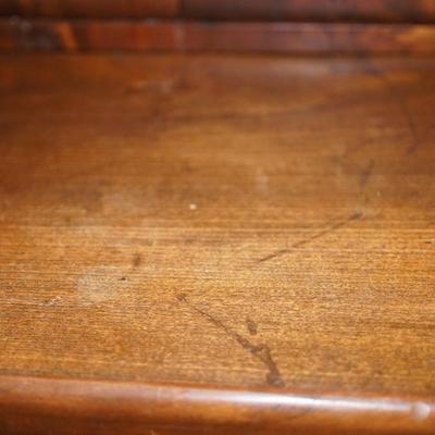 CIRCA 1860 BUTLERS STYLE CHEST IN FLAME MAHOGANY / SANDWICH GLASS CO. KNOBS.