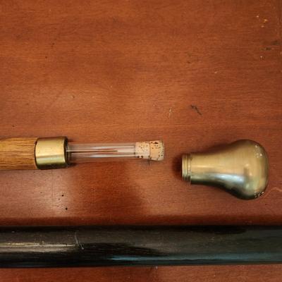 Lot of 2 Novelty Walking sticks Canes Pool Stick , Hidden Flask