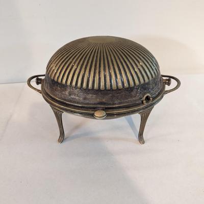 Antique Buffet Server Dome Roll Top Silverplate Victorian Marked