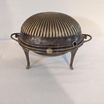 Antique Buffet Server Dome Roll Top Silverplate Victorian Marked