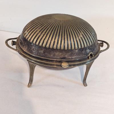 Antique Buffet Server Dome Roll Top Silverplate Victorian Marked