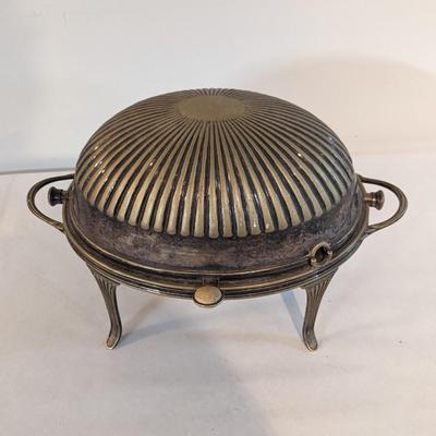 Antique Buffet Server Dome Roll Top Silverplate Victorian Marked