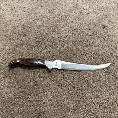 LAKOTA FISH HAWK FIXED BLADE KNIFE WITH LEATHER SHEATH