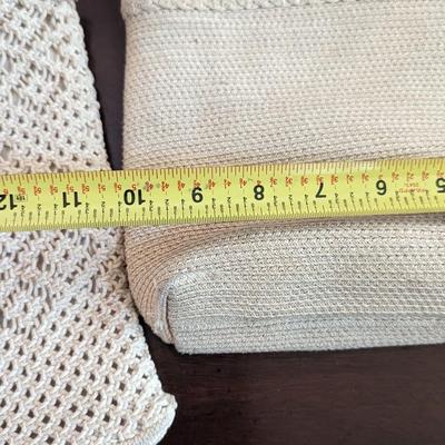 Macrame top Handle Purse Hand Made Crochet Woven Hand Held Bag