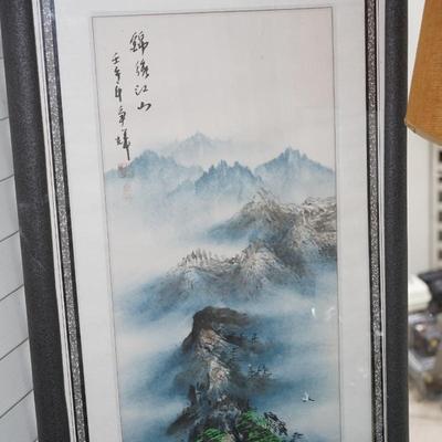 JAPANESE SCROLL PAINTING ON PAPER OF MOUNTAIN LANDSCAPE