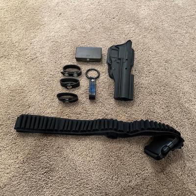 RIGHT HAND PISTOL HOLSTER, TACTICAL BELT FIXED BUCKLE EQUIPMENT, AMMO WALLET AND TACTICAL CARTRIDGE BELT