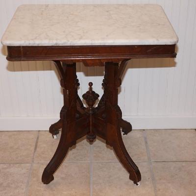 ANTIQUE WHITE ITALIAN MARBLE TOP PARLOR TABLE CLASSIC