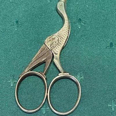 Vintage Stork Embroidery Scissors