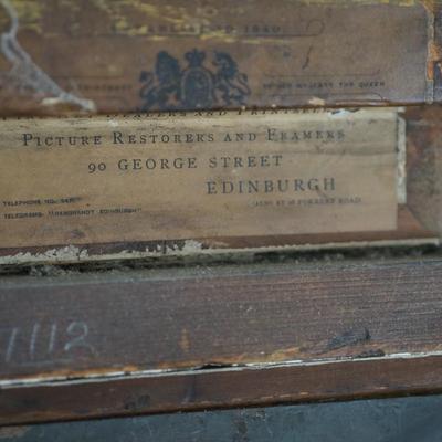 19TH CENTURY OIL PAINTING ON BOARD. DUTCH. NUN & YOUNG CHILD. IN PERIOD FRAME OF GESSO / GILDING.