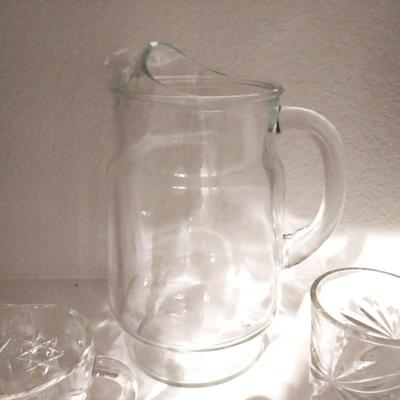 GLASS SALT & PEPPER-DIVIDER DISH-SUGAR & CREAMER-PITCHER