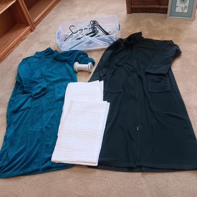 LL BEAN & ALEXANDRIA BATHROBES (XL) HANGERS, FOOT MASSAGE AND PILLOWCASES