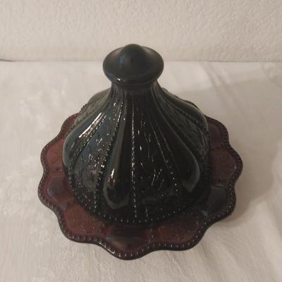 NICE COLORED CANDY DISH WITH LID-CANDLE HOLDERS-GLASS VASE