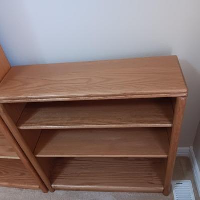 2 SOLID WOOD BOOKCASES W/ADJUSTABLE SHELVES