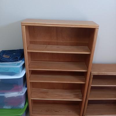 2 SOLID WOOD BOOKCASES W/ADJUSTABLE SHELVES