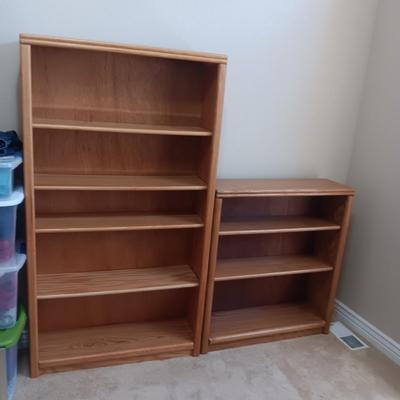 2 SOLID WOOD BOOKCASES W/ADJUSTABLE SHELVES