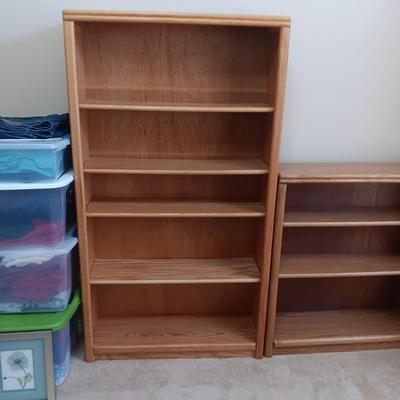 2 SOLID WOOD BOOKCASES W/ADJUSTABLE SHELVES