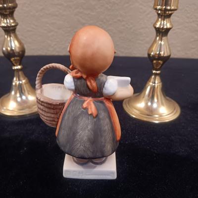 HUMMEL FIGURINE "MEDITATION", BRASS AND METAL CANDLE HOLDERSCANDLE