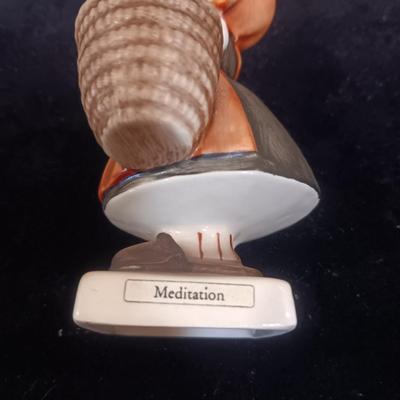 HUMMEL FIGURINE "MEDITATION", BRASS AND METAL CANDLE HOLDERSCANDLE