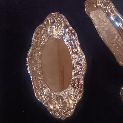 2 SILVER PLATED RELISH DISHES AND COMPOTE