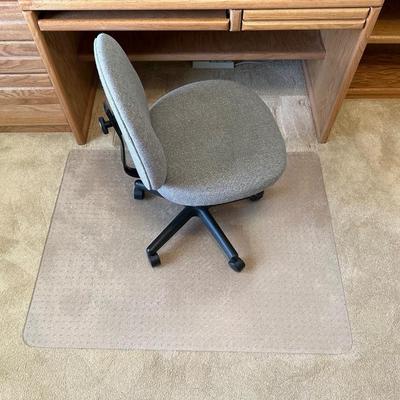 DESK WITH 3 DRAWER CHEST, CHAIR AND FLOOR MAT