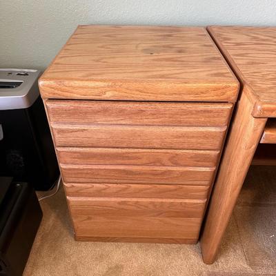 DESK WITH 3 DRAWER CHEST, CHAIR AND FLOOR MAT