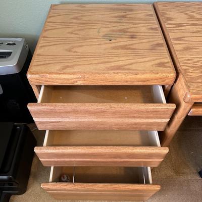 DESK WITH 3 DRAWER CHEST, CHAIR AND FLOOR MAT