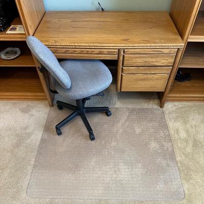 SOLID WOOD DESK WITH CHAIR AND FLOOR MAT