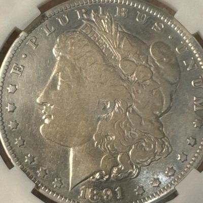 1891 O MORGAN MS63 uncirculated AU U S 1$