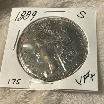 1889 S MORGAN U S COIN SILVER VF+