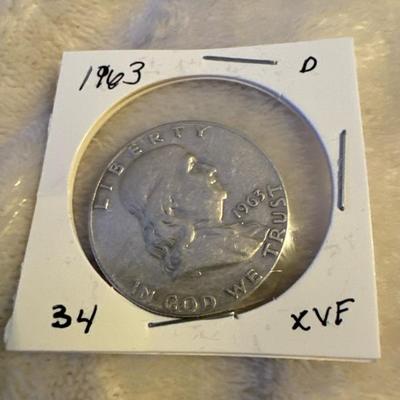 1963 D BENJAMIN FRANKLIN HALF SILVER XVF