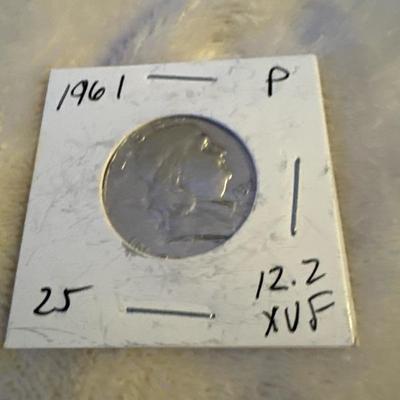 1961 P Benjamin Franklin half silver XVF