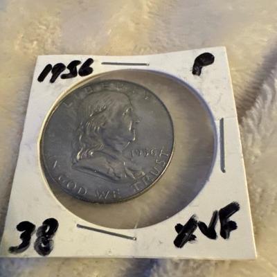 1956 P BENJAMIN FRANKLIN HALF SILVER VF