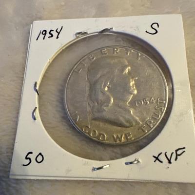 1955 S BENNJAMIN FRANKLIN HALF SILVER XVF