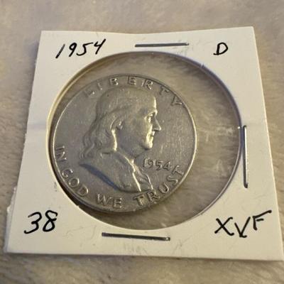 1954 D BENJAMIN FRANKLIN HALF SILVER XVF