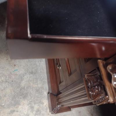 Vintage Mahogany Executive's Desk with Leather Surface (Four Piece Assembly)