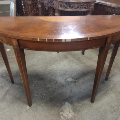 Demilune Mahogany Foyer Table with Inlay Marquetry