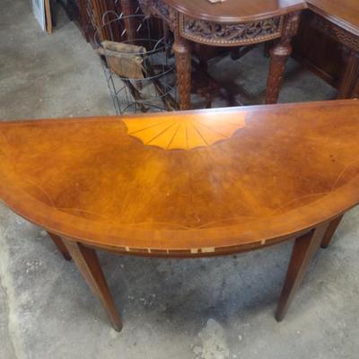 Demilune Mahogany Foyer Table with Inlay Marquetry