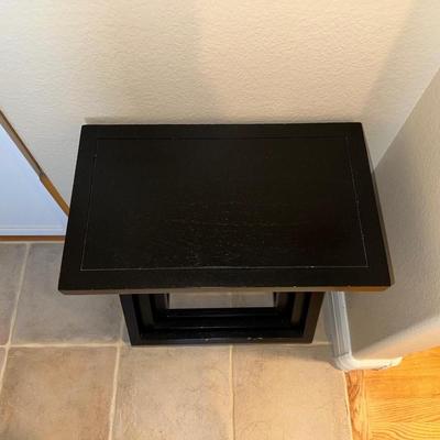 3 NESTING SIDE TABLES AND A METAL ABSTRACT WALL ART