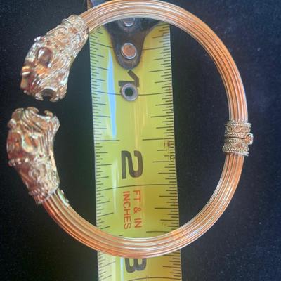 18k Yellow Gold Lions Head Bangle Bracelet Made in Greece